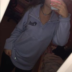 PINK BUTTON UP SWEATSHIRT LIGHT BLUE